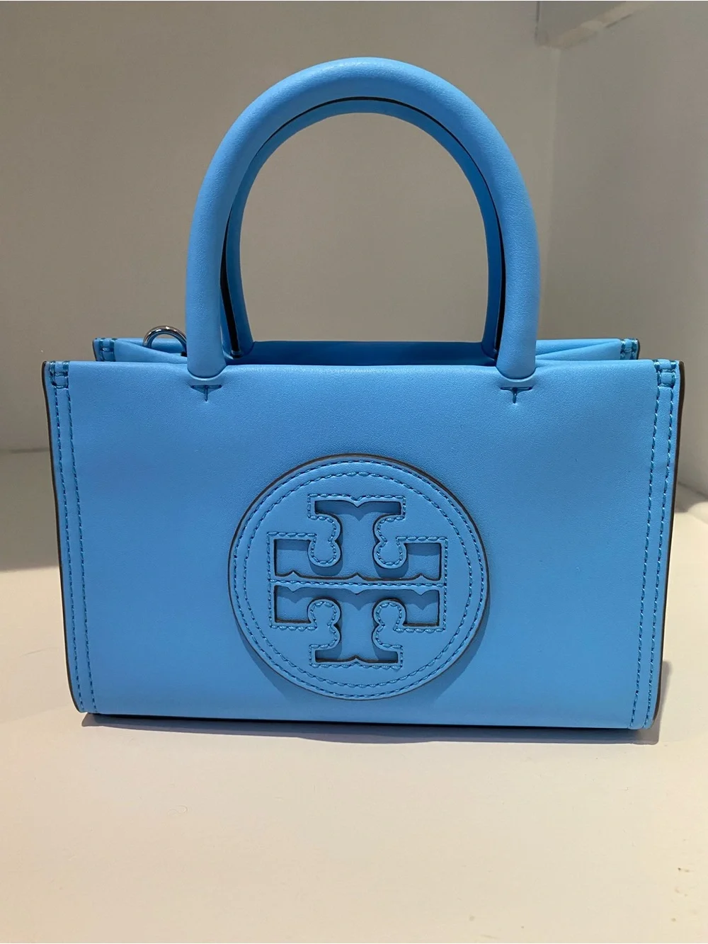 NWT Tory Burch Mini Ella Bio Tote Sky Blue Azure : Cross body Strap included